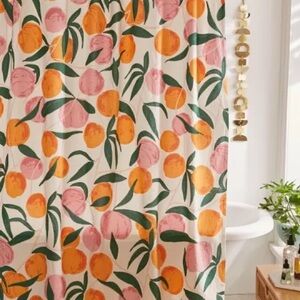 Urban Outfitters Allover Fruits Peach Shower Curtain & Peachy Clean Bath Mat